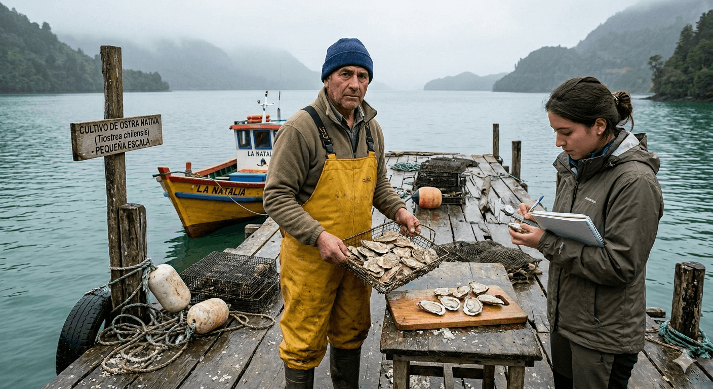 Cultivo de ostra nativa en Chiloé